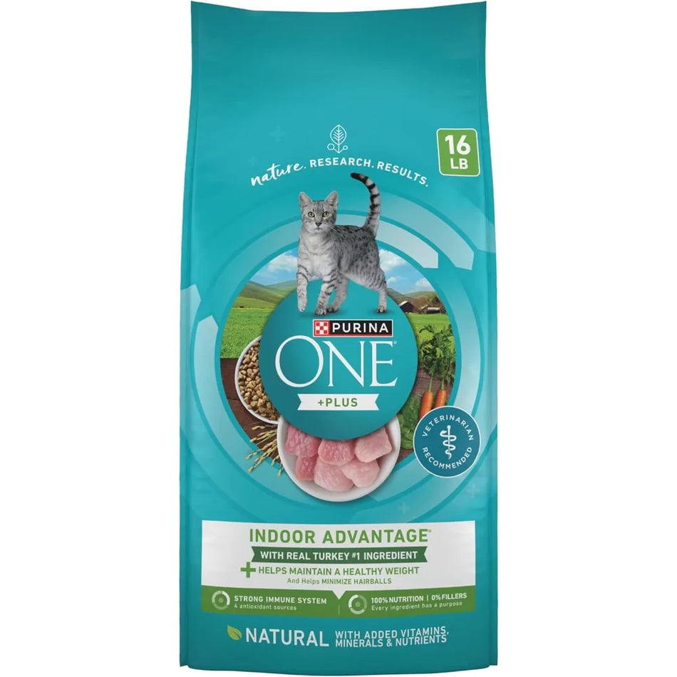 Purina ONE Natural, Low Fat, Weight Control, Indoor Dry Cat Food, +Plus Indoor Advantage - 16 lb. Bag