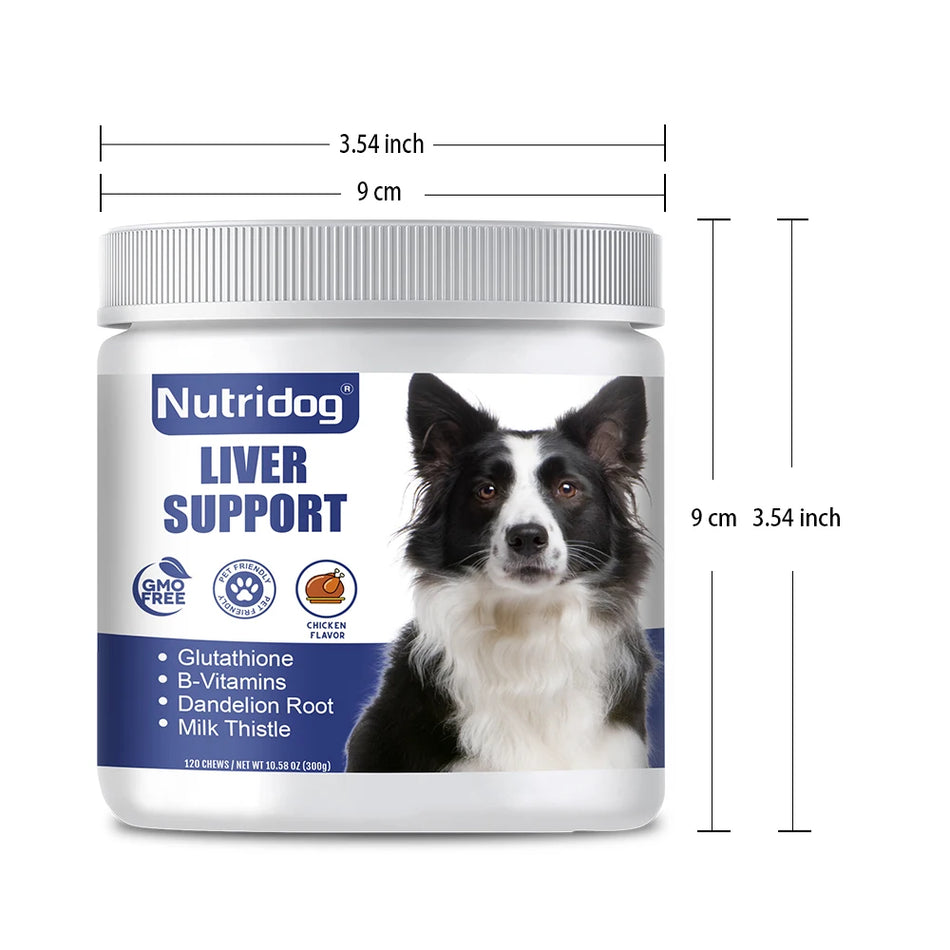 Liver Support Chews for Dogs With Milk Thistle & Curcumin - Liver Detox, Kidney & Hepatic Support -Chicken Flavor 120 Soft Chews