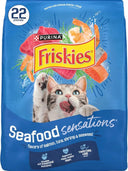 Friskies Dry Cat Food Seafood Sensations With Salmon, Tuna, And Shrimp Flavors - 22 Lb. Bag, New Year Pet Essentials, Fes