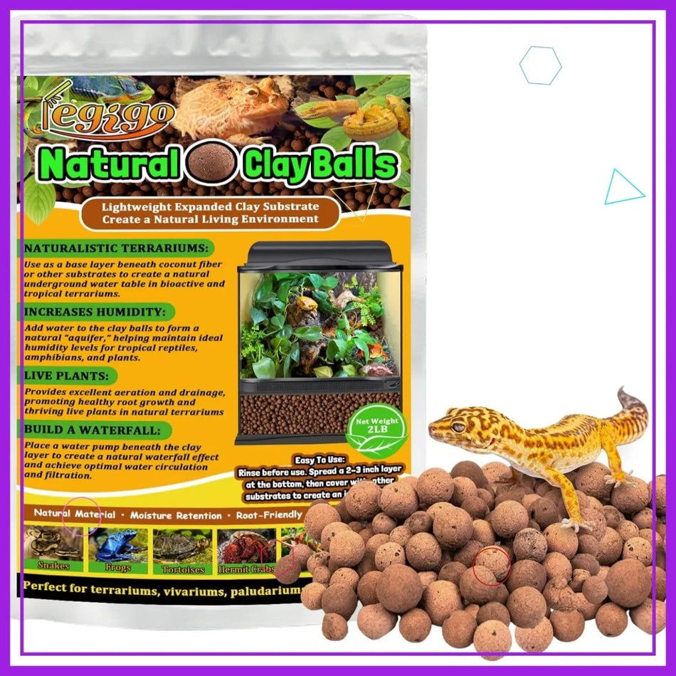 Leca Balls 2LBS for Terrarium, Organic Clay Pebbles Drainage Layer for Reptiles, Expanded Hydro Balls for Plants Tank