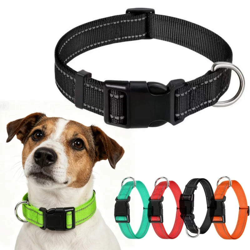 Pet collar, reflective dog collar, adjustable to prevent strangulation, shockproof, suitable for small and medium-sized dogs