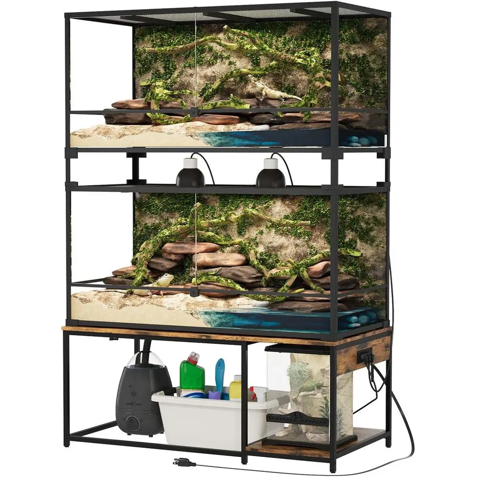 4x2x2 Reptile Enclosure Stand – 48"x24" Tall Reptile Tank Stand or 120 Gallon Aquarium Stand, Bearded Dragon Cage, Snake Enclosu