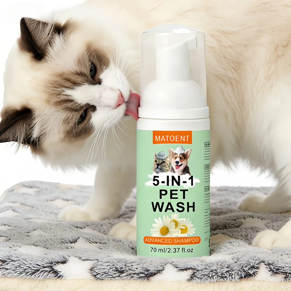 70ML Pet Dry Cleaning Shampoo 5-in-1 Shampoo Cleaning and Care Smooth and Moisturizing Cat and Dog Hair Cat and Dog Pet Shampoo