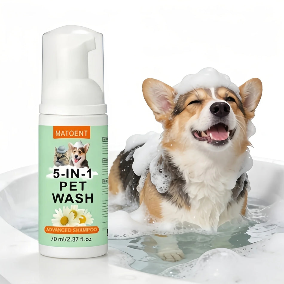70ML Pet Dry Cleaning Shampoo 5-in-1 Shampoo Cleaning and Care Smooth and Moisturizing Cat and Dog Hair Cat and Dog Pet Shampoo