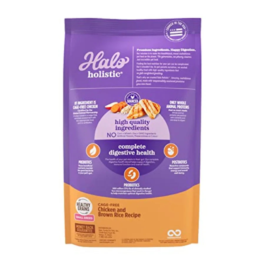 Holistic Small Breed Dog Food Cage Free Chicken and Brown Rice Recipe Healthy Grains Dry Dog Food Complete Digestive Health 10