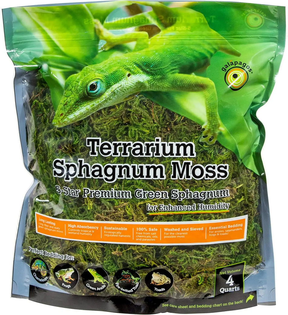 Green Sphagnum Moss for Terrariums, 4 Quart – Natural Humidity for Reptiles & Amphibians
