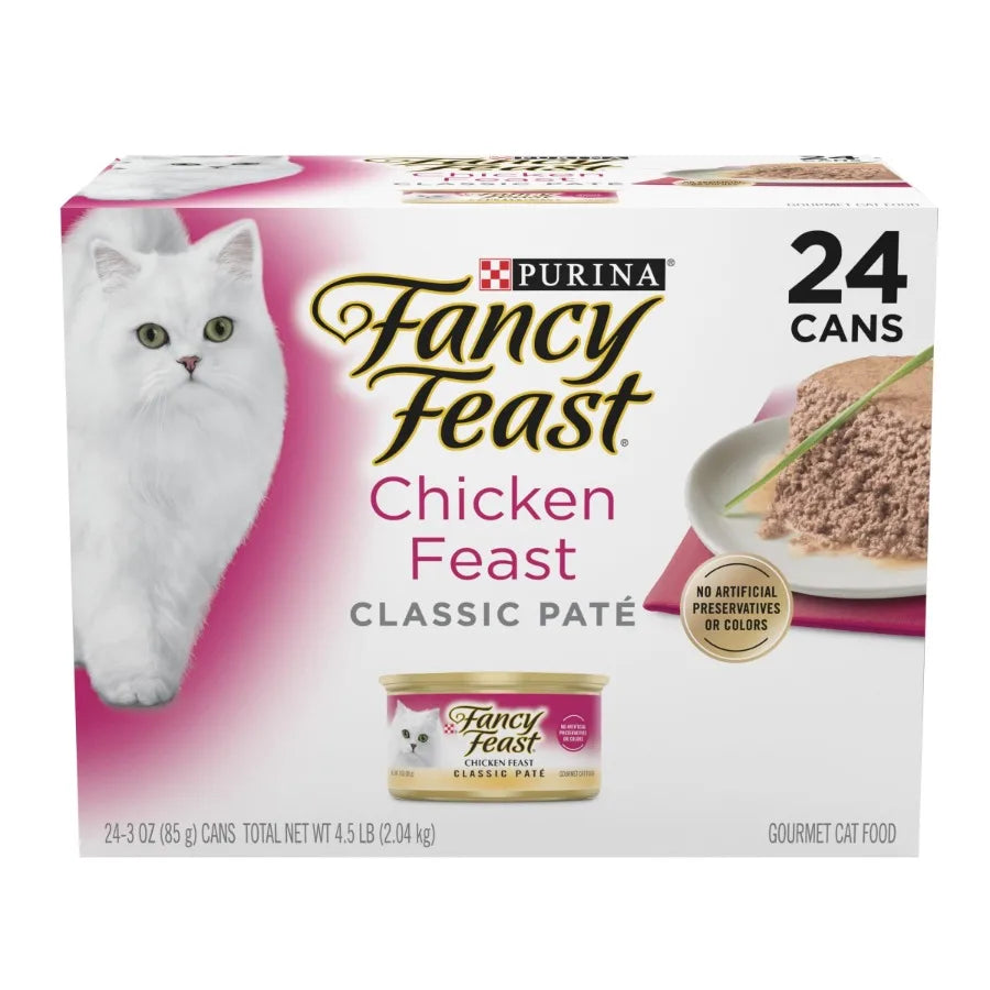 Wet Kitten Food in Classic Pate Texture with Real Chicken, Perfect for Growth and Digestion, Convenient 3 oz Cans, Assorted Pac