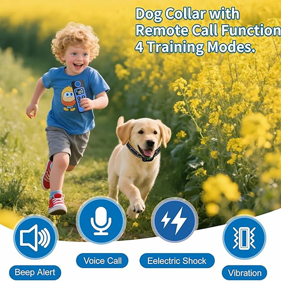 4900FT Multifunctional Pet Training Collar IP67 Waterproof Rechargeable Collar with Voice Call Function 4 Adjustable  Modes