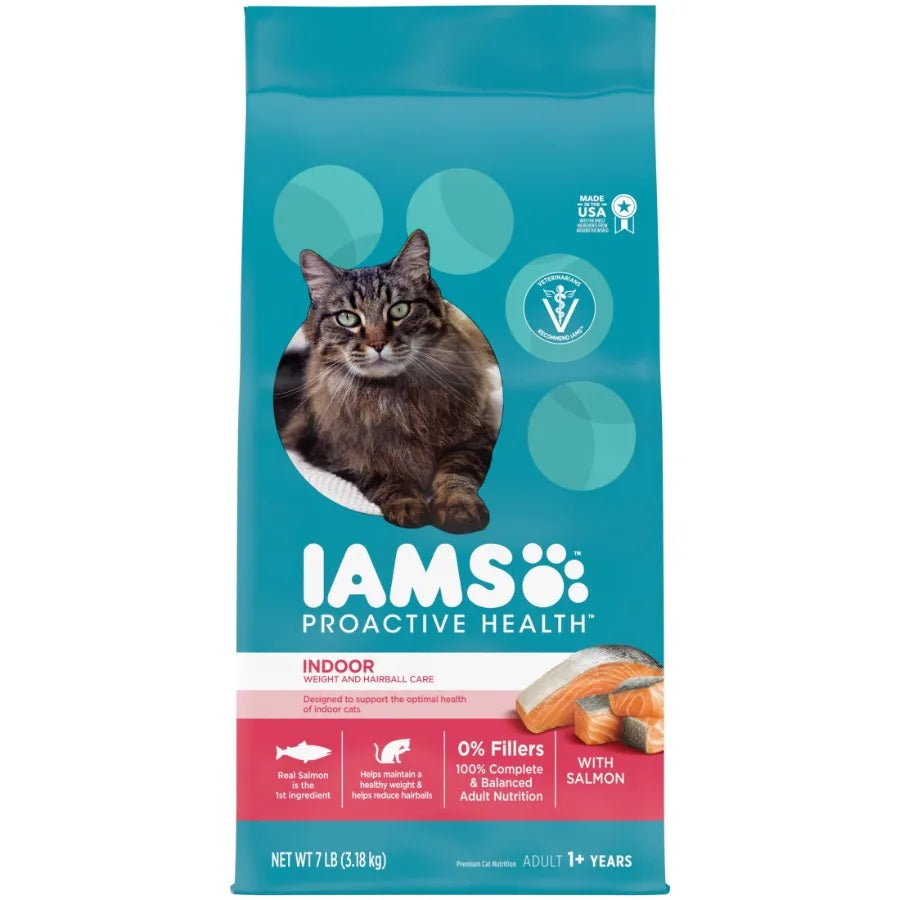 Proactive Health Salmon Dry Cat Food for Adult Cats, Natural Ingredients with Omega-3, 7 Lb Bag, Light Brown Color, Supports Di