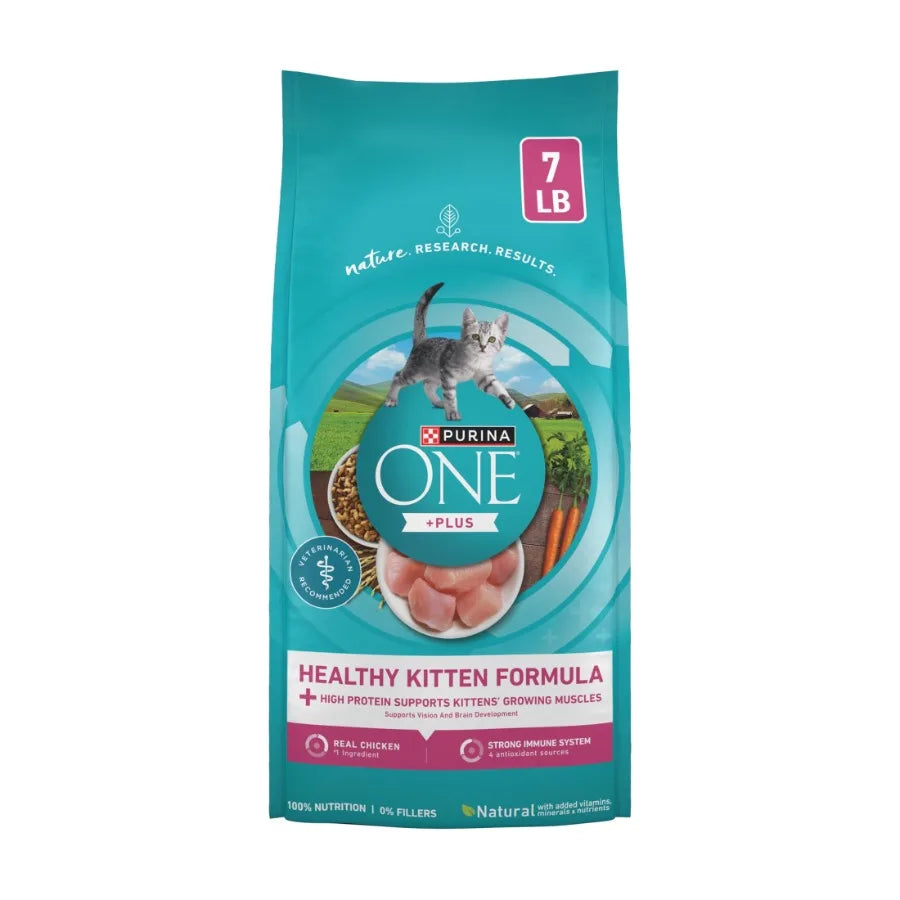 High Protein Natural Dry Kitten Food for Healthy Growth and Development, Grain-Free Recipe with DHA and Taurine, 7 lb Bag, Brow