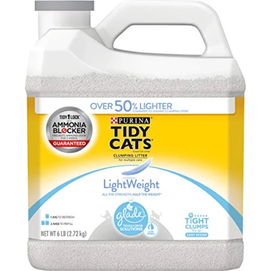 Multi Cat Litter for Light Weight Low Dust Clumping with Glade Clear Springs Scent 6 lb Jug White