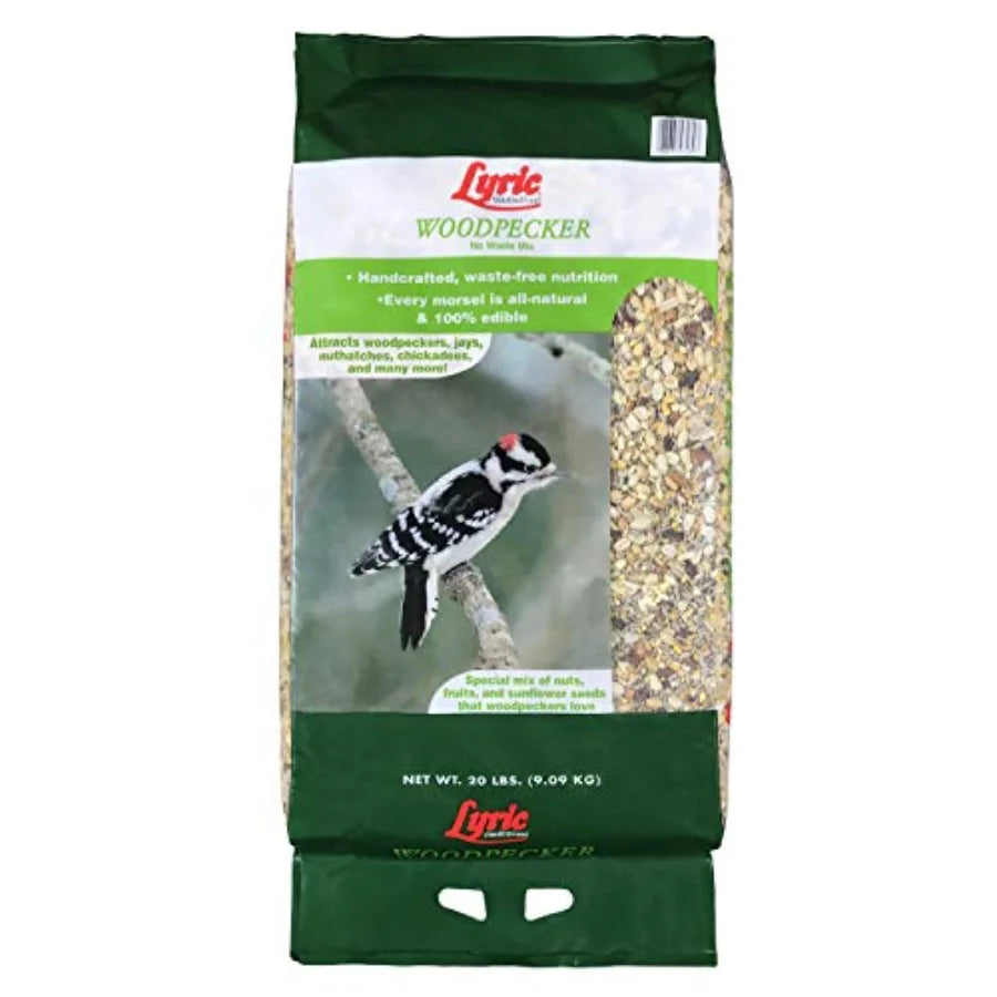 Woodpecker Wild Bird Seed for Outside Feeders Shelled No Waste Bird Seed with Nuts and Dried Fruit 20 lb Bag