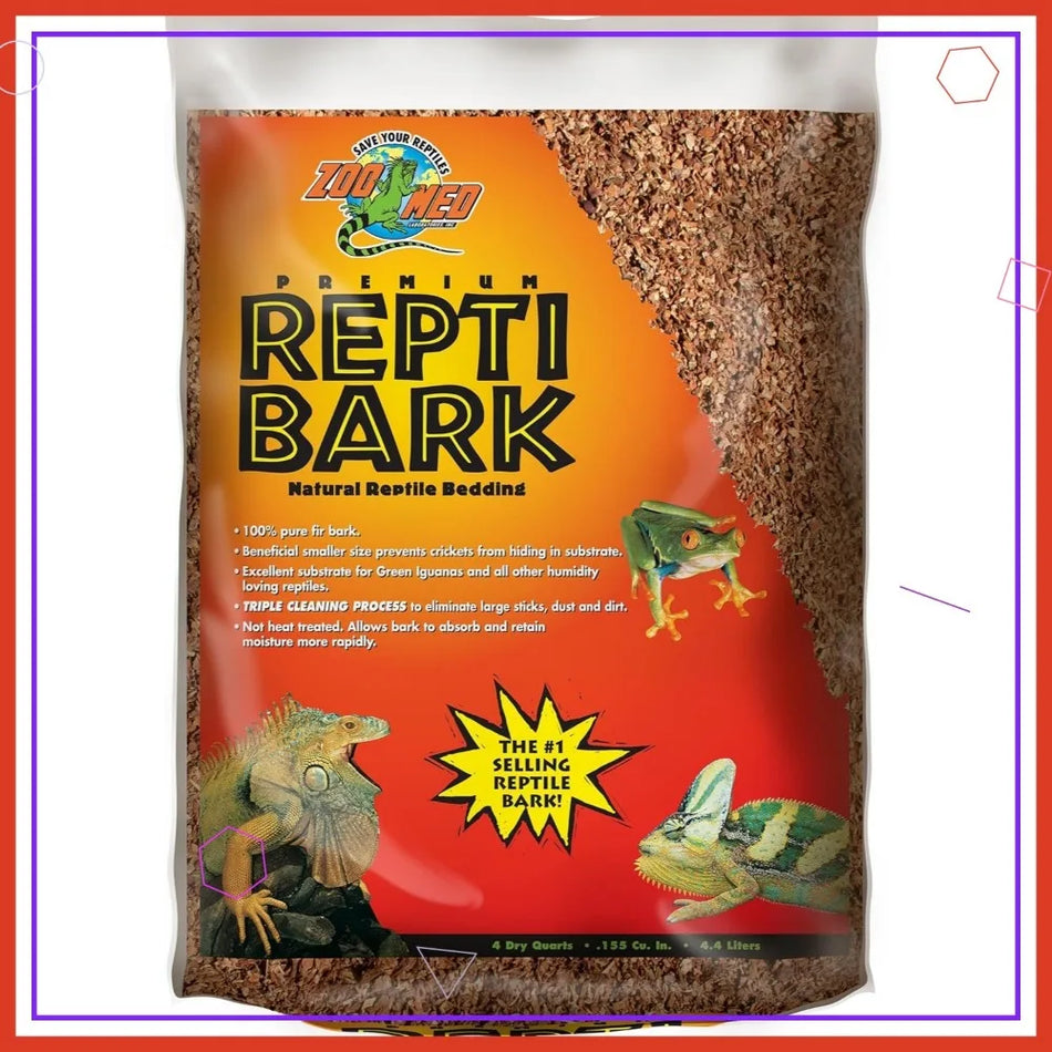 Natural Reptile Bark Substrate for Tortoises, 4qt - Eco-Friendly Bedding