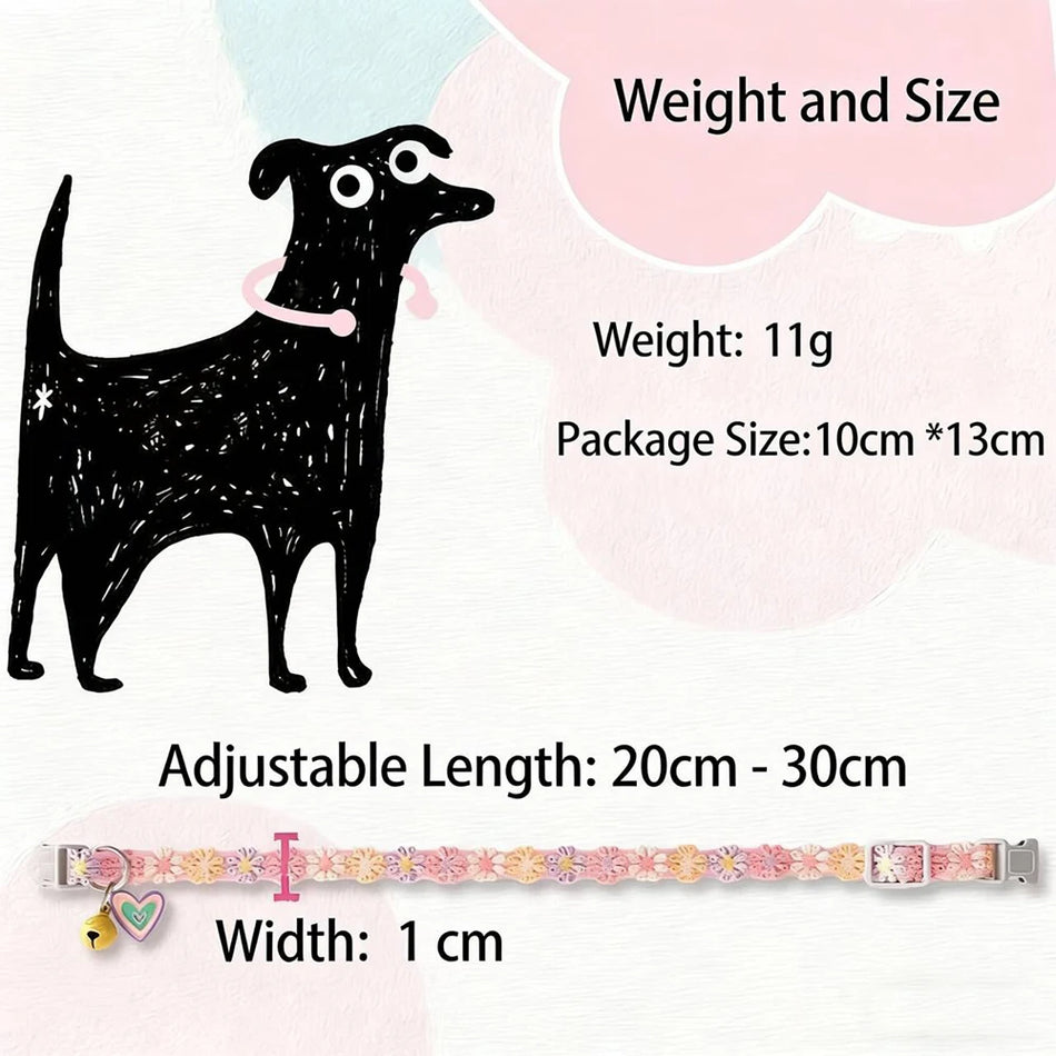 Pet Collar With Bell Colorful Flower Dog Puppy Kitten Collar Adjustable Safety Bell Ring Necklace Pet Accessories