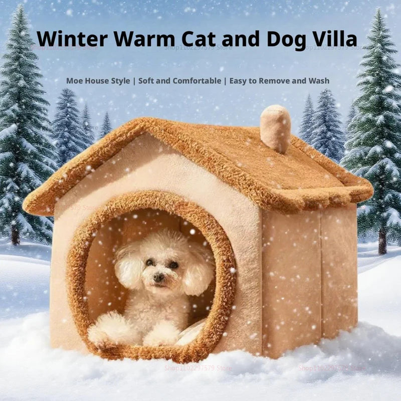 Enclosed Cat Kennel with Dirt-Resistant Material Detachable Washable Cat House Villa All-Season Indoor Outdoor Pet Shelter Large