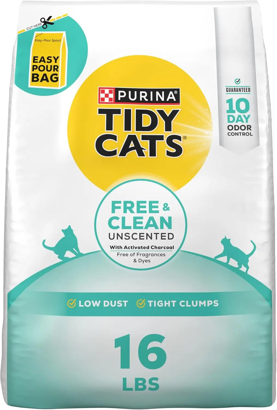 Unscented Clumping Cat Litter for Multi-Cat Households, 16 lb Bag with Odor Control