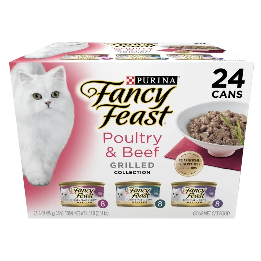 Purina Grilled Kitten Food Wet Cat Food Poultry Beef Flavor for Growing Kittens, 3 oz Cans, Tender Texture, High Protein, Grain