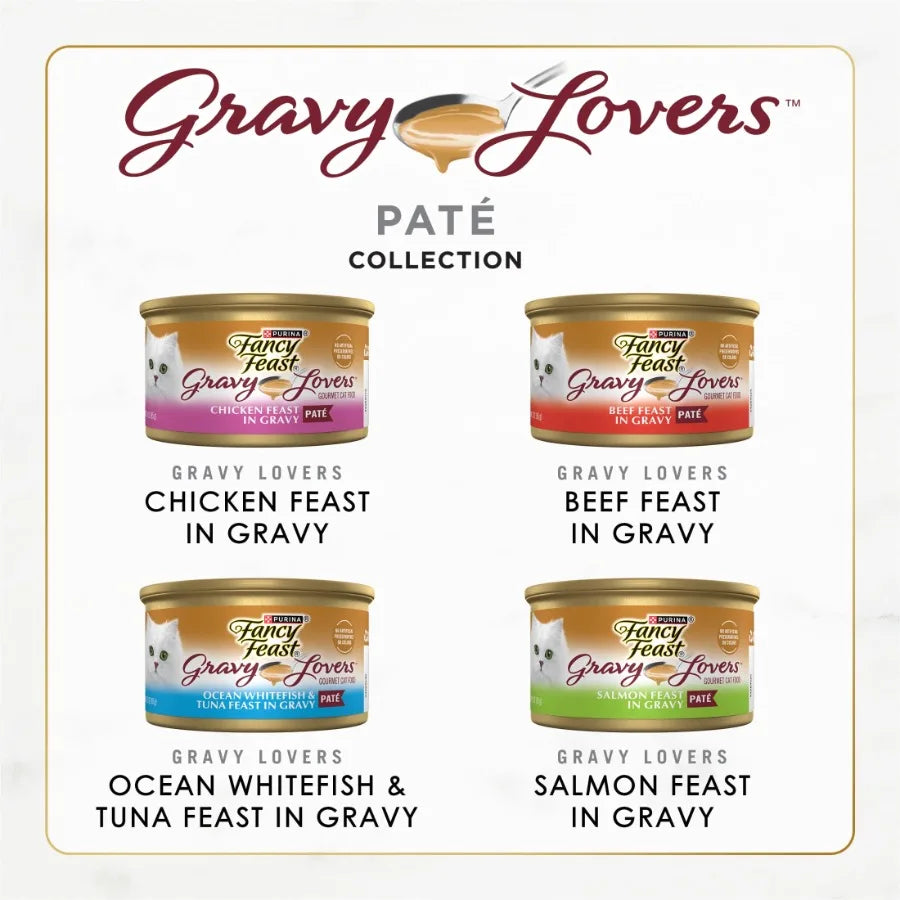Purina Gravy Lovers Pate Kitten Food Wet Cat Food Variety Pack for Indoor Kittens, Rich Gravy Texture, 3 oz Cans 24 Pack,Balanc