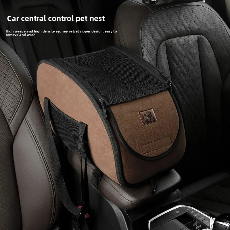 Central control car mounted dog kennel small dog portable four season cat kennel front seat safety seat, pet pocket