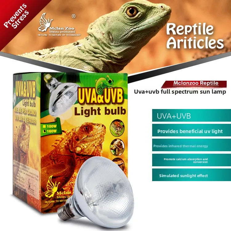 MCLANZOO All-in-One Reptile Sun Lamp | UVA, UVB & Heat in One | For Desert Tortoise & Bearded Dragon
